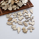 50 Pieces Shabby Chic Natural Wood Cutouts Wooden Animal Shapes