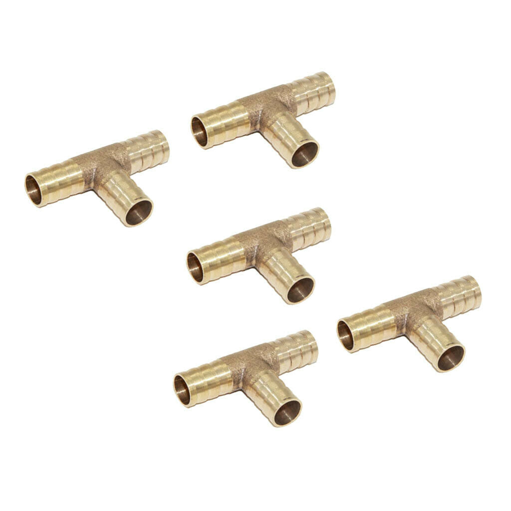 5pcs Brass Barbed Tee T Piece 3-Way Silicone Fuel Hose Joiner Adapter 12mm