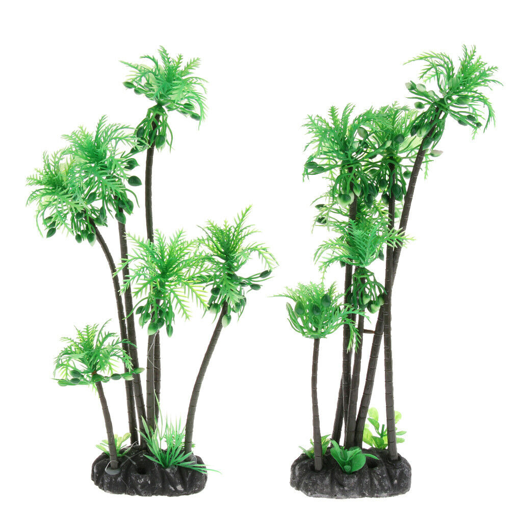 2pcs Plastic Aquarium Terrarium Plants Landscape Decorative Ornament