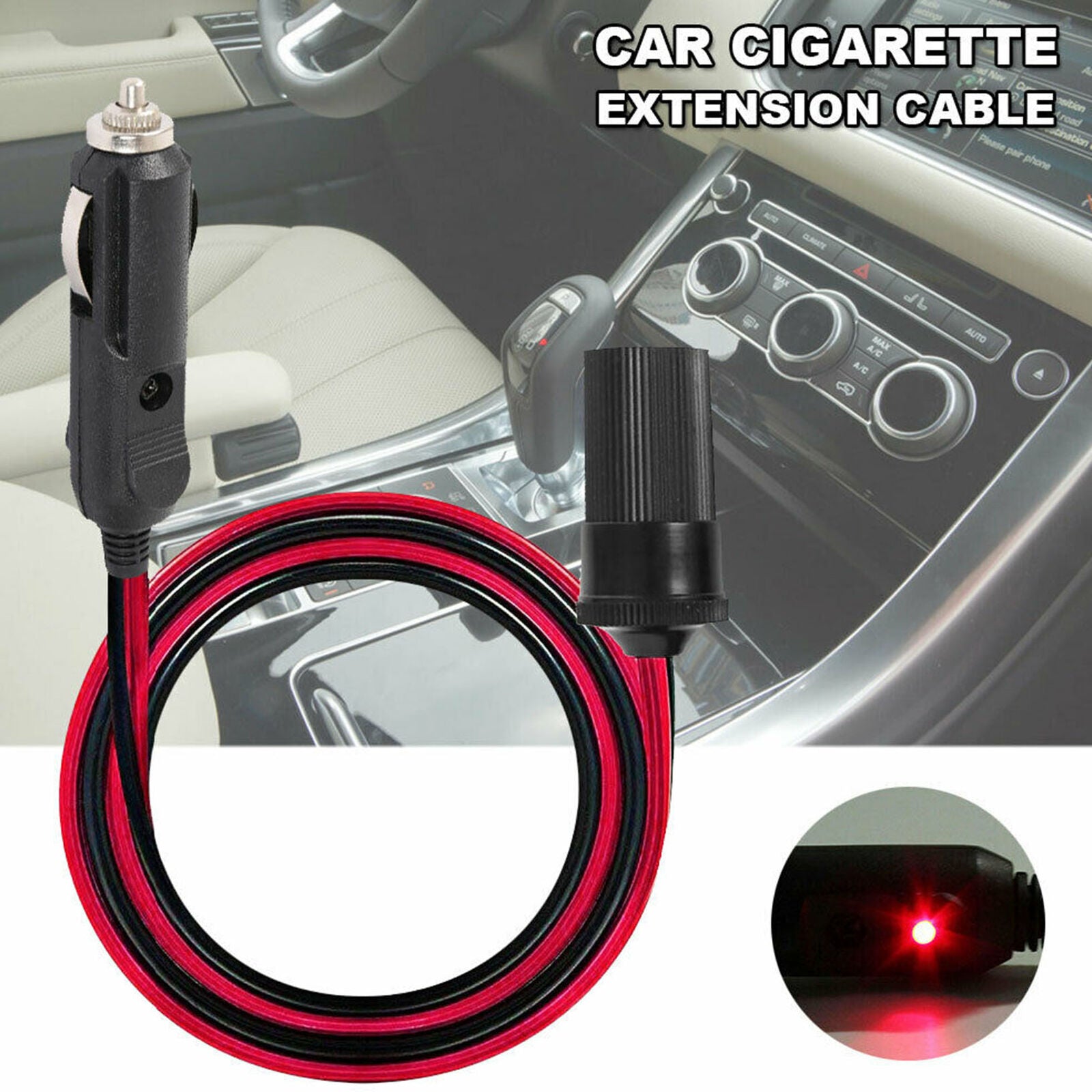 16 ft Car Cigarette Lighter Socket Extension Cord Cable Heavey Duty 12V