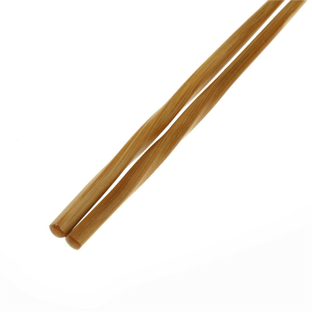 1 pair Natural Wavy Wood Chopsticks Chinese Chop Sticks Reusable Food Stic.l8