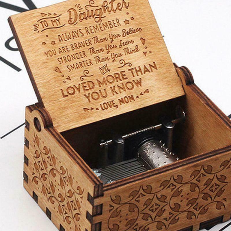 Music Box Hand Crank Engraved Musical Box Personalizable Gift for Daughter