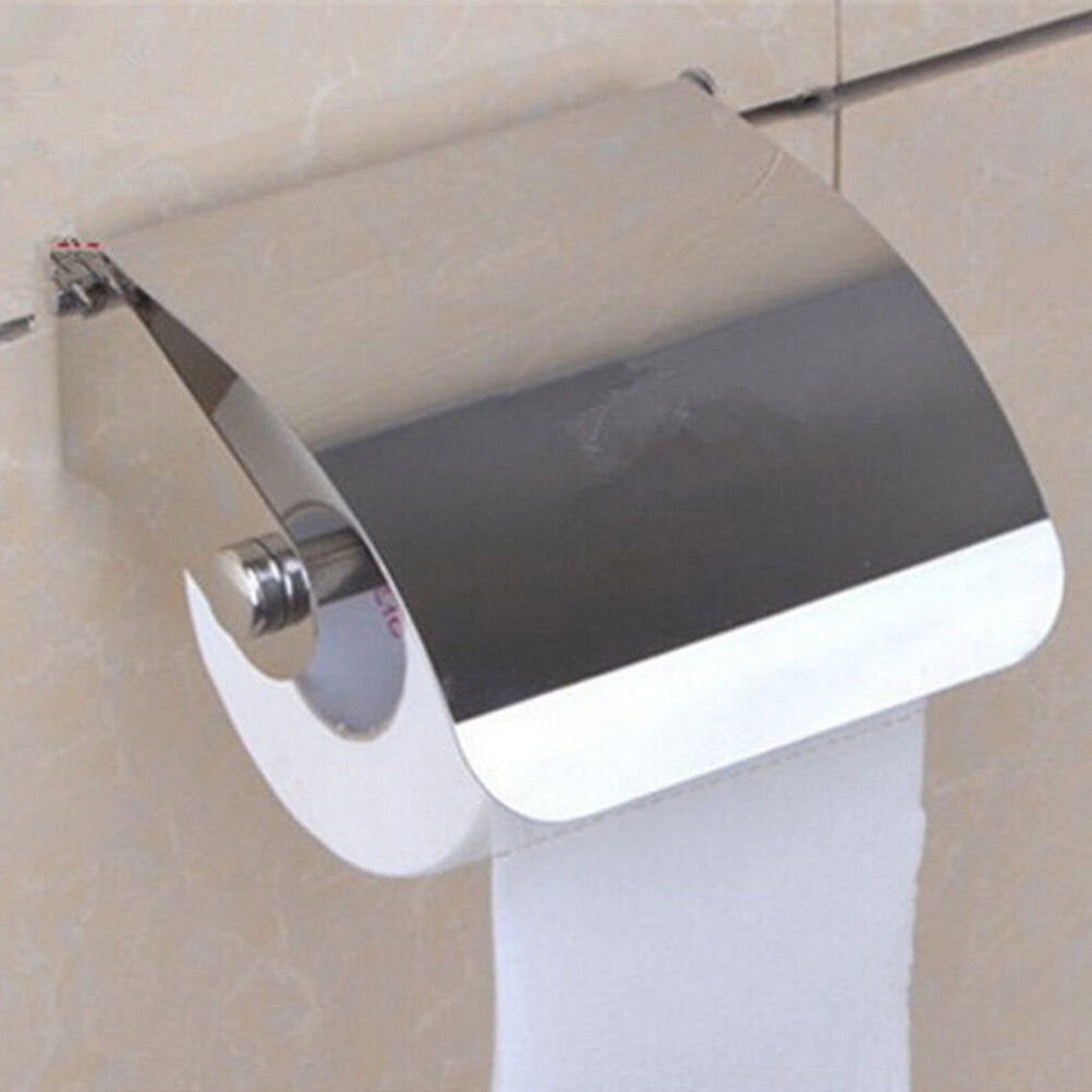 Stainless Steel Bathroom Toilet Paper Holder Roll Tissue Box Wall MounDDJ GcBUA