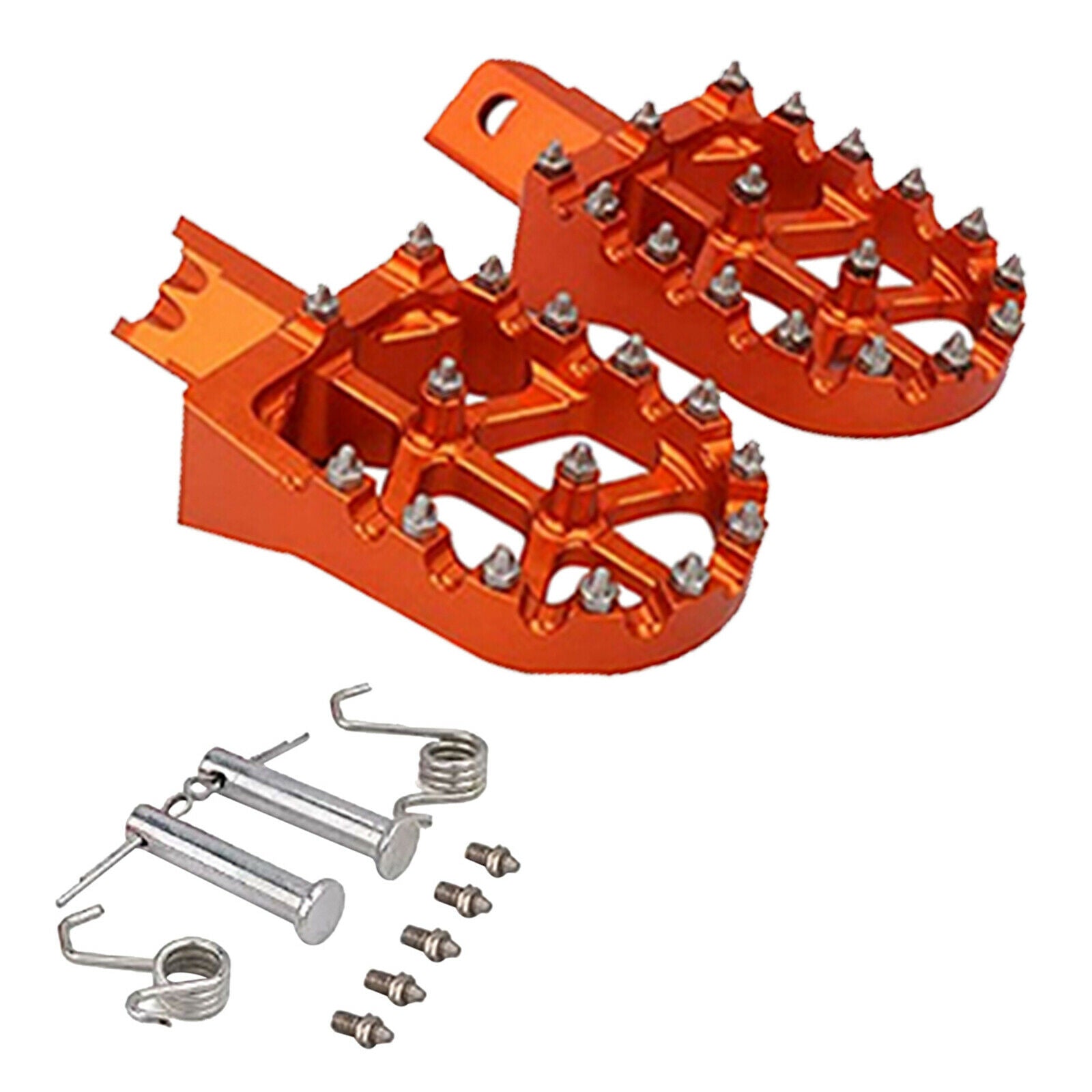 Pair Universal Motorcycle CNC Foot Peg Pedal Footrest Wide Motocross Orange