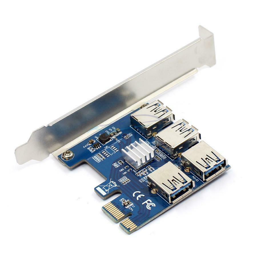 120×68×58MM Computers Add-On  PCI-E 1 To 4 Riser Card Support DOS/L INUX System