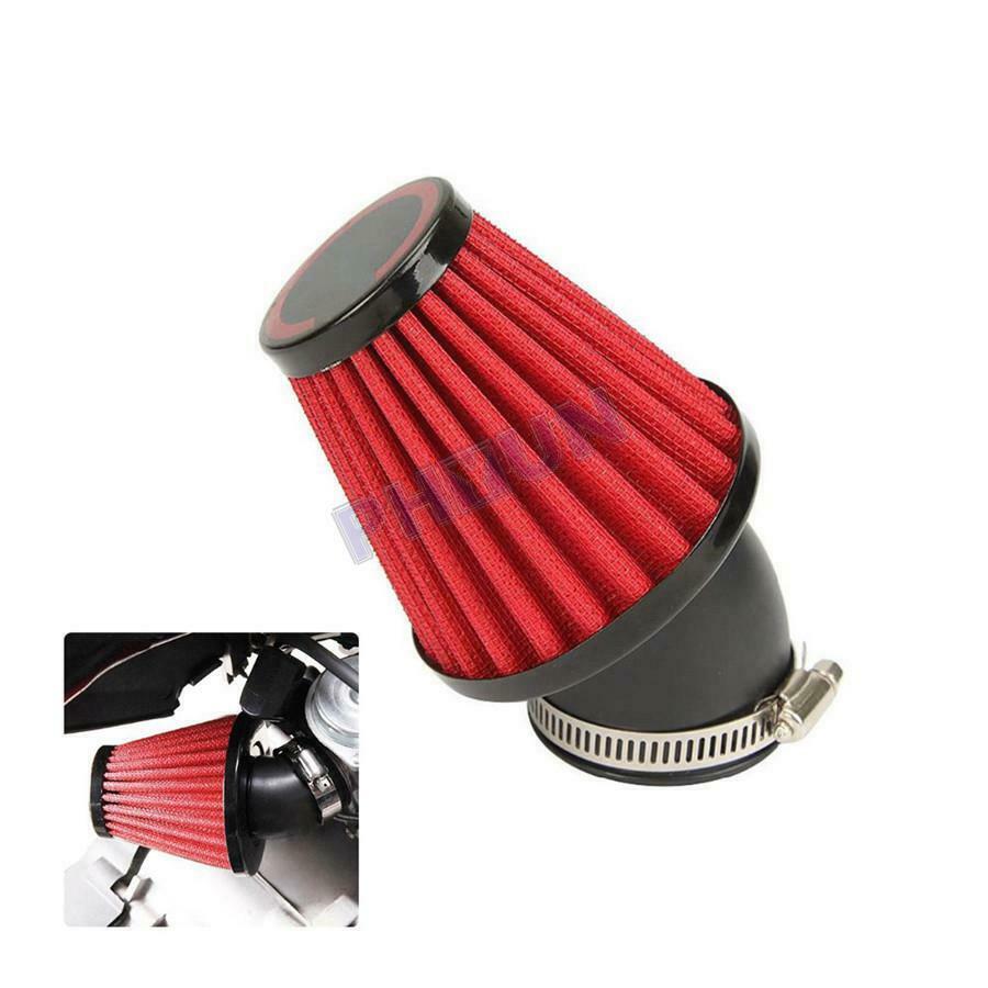 Red 48mm Air Filter Pod 45Degree Bend Inlet For Motorcycle Scooter ATV Dirt Bike