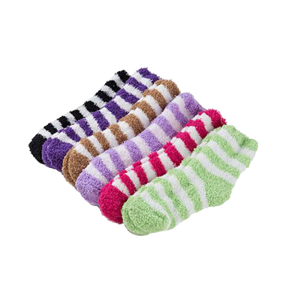 Women Girls Winter Bed Socks Solid Fluffy Warm Soft Thick Home Candy Color WBDA