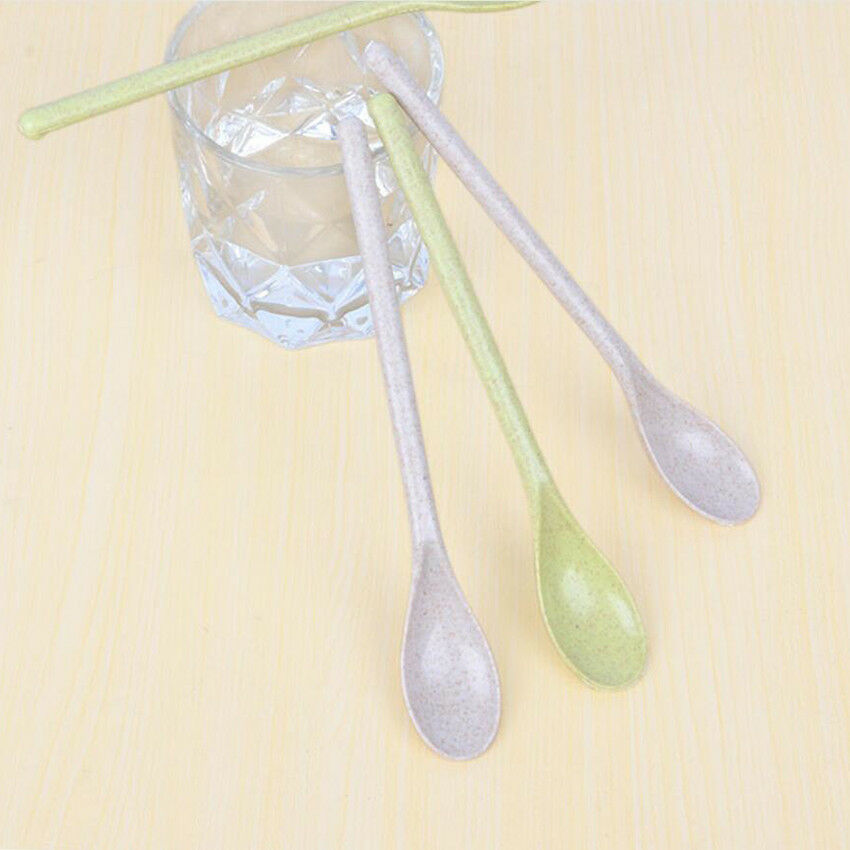 Childrens Safety Wheat Straw Spoon Cutlery Cooking Utensils At Home Flatware