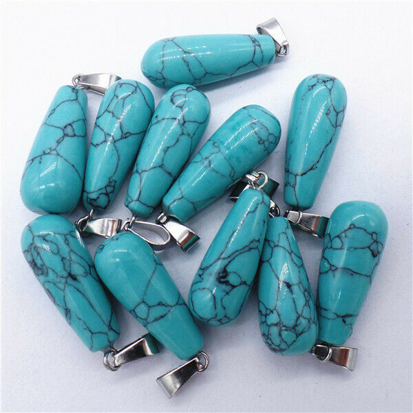 100Pcs 25x10mm Wholesale Green Turquoise Teardrop Pendant Bead DIY HH8283
