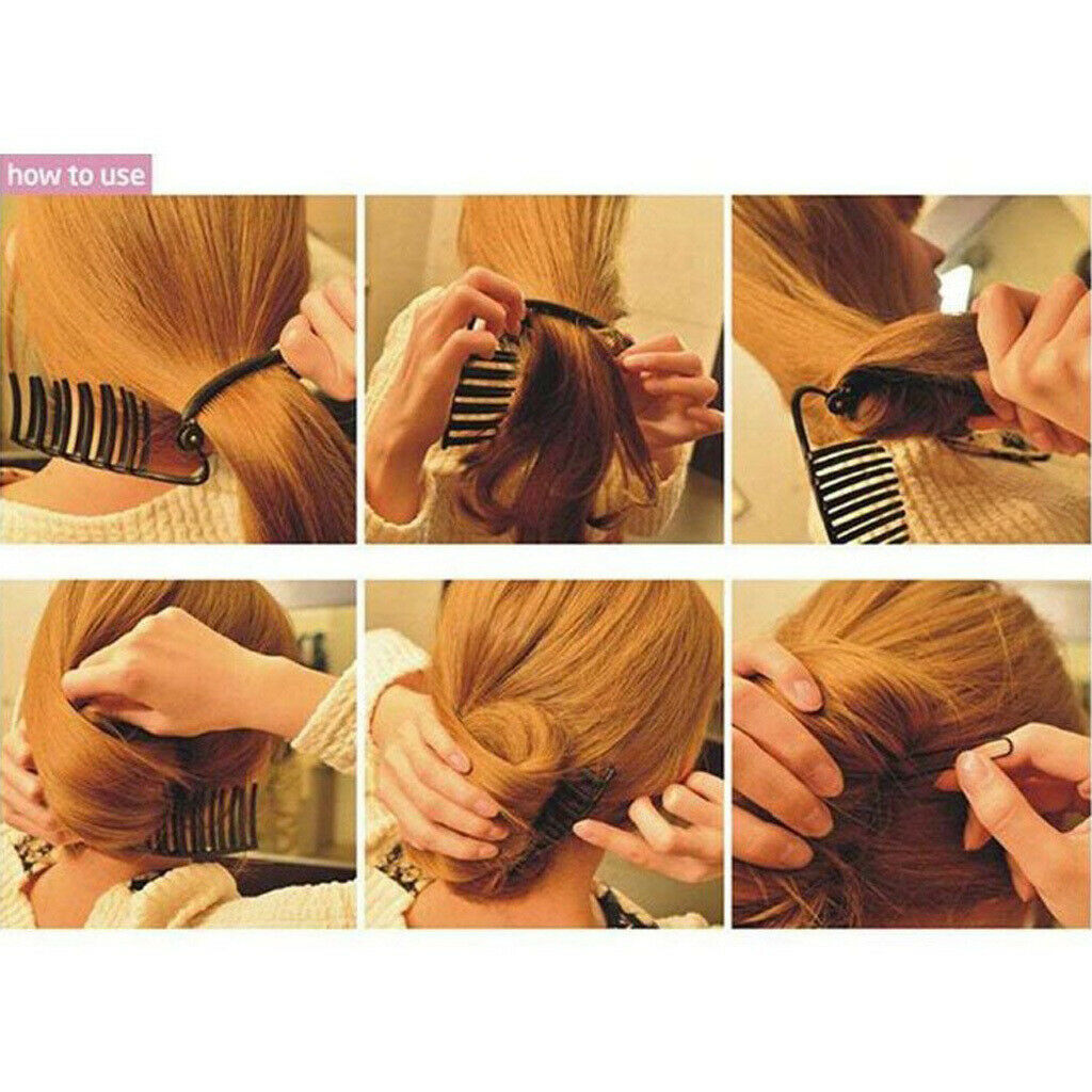 2x Women DIY Fast Hair Styling Volume Boost Comb Clip French Twist Maker