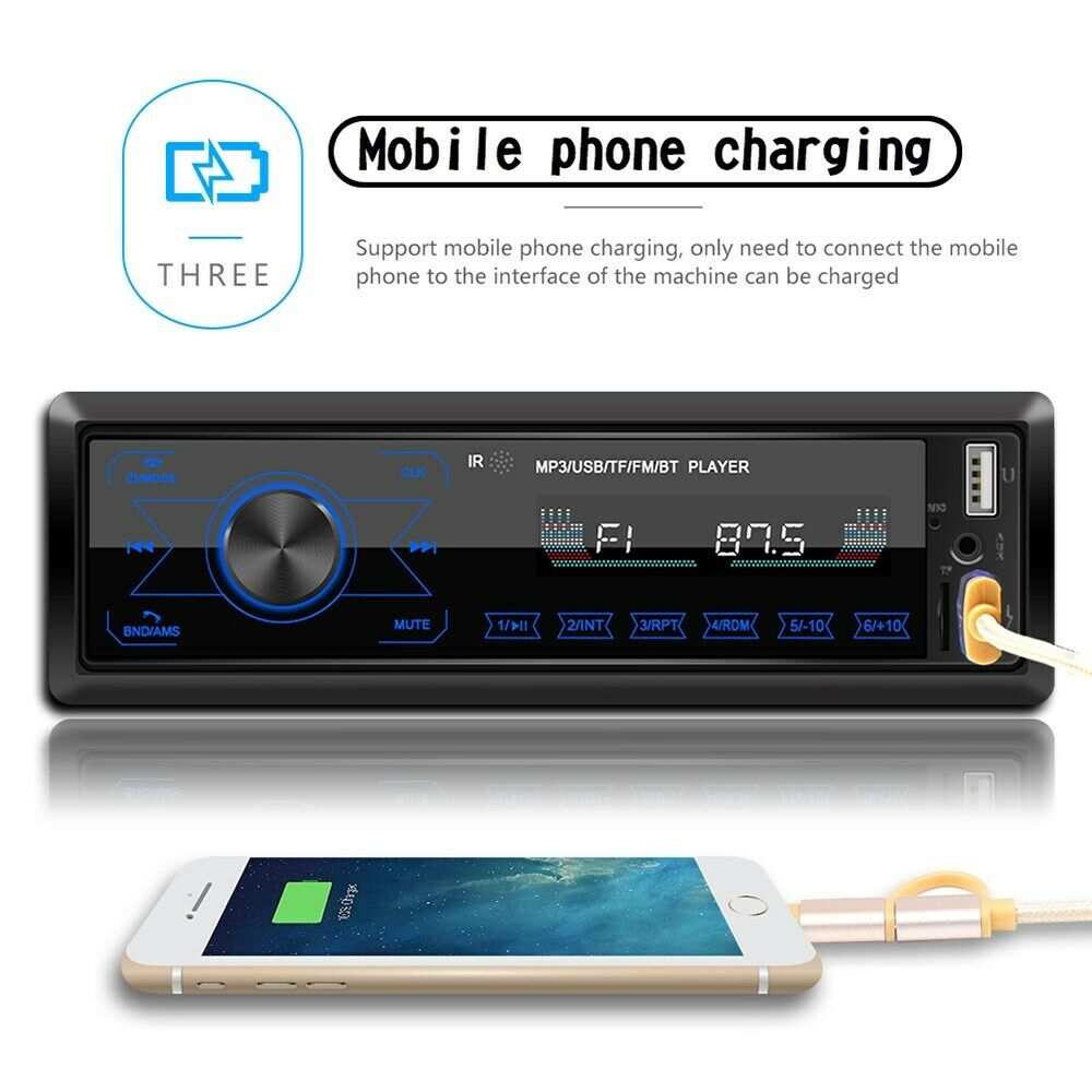 Single DIN Touch Screen HD Car Stereo In Dash MP3 Player Bluetooth FM USB Radio/