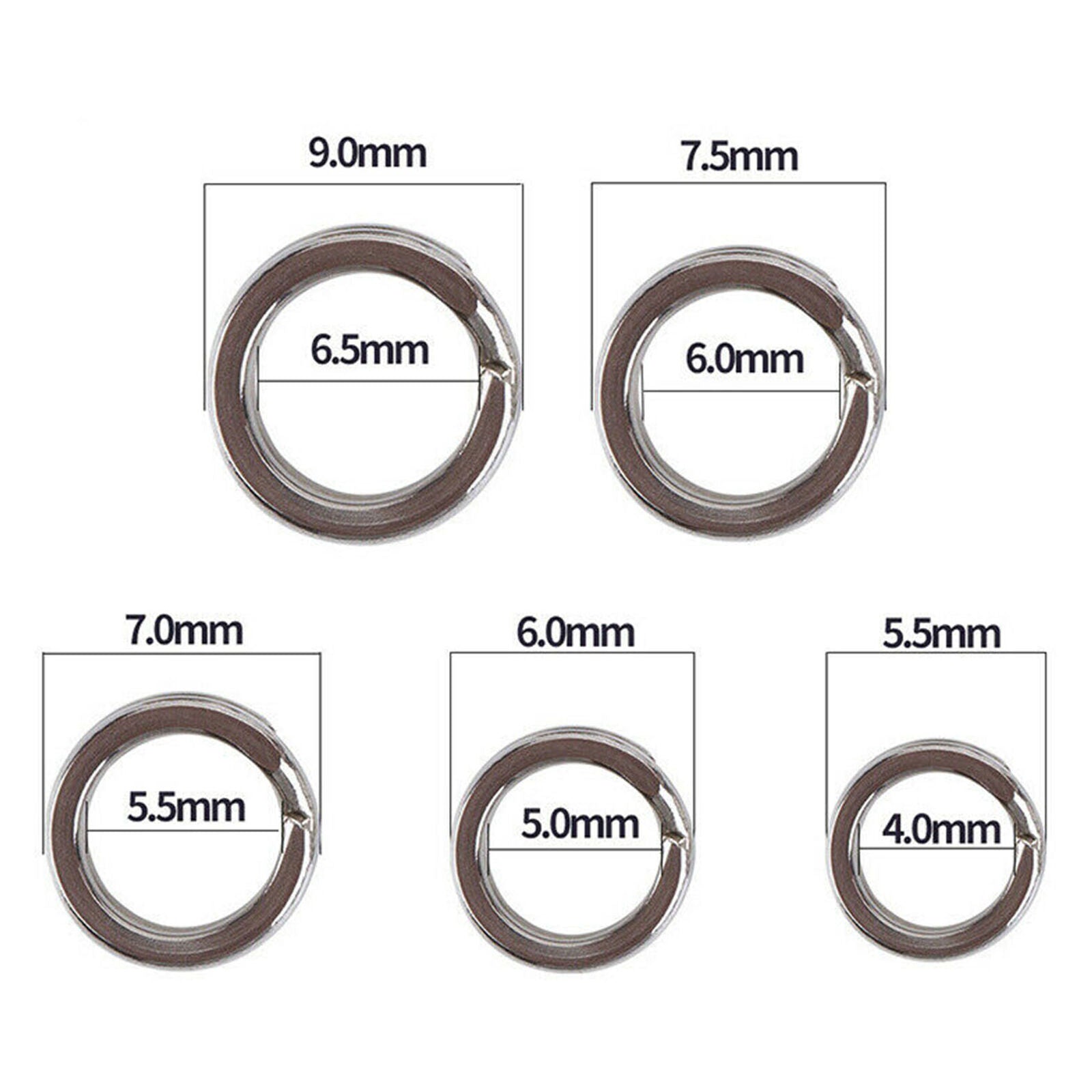 200pcs Fishing Snap Rings Fishing Lures Stainless Steel Split Ring 5mm-9mm Parts