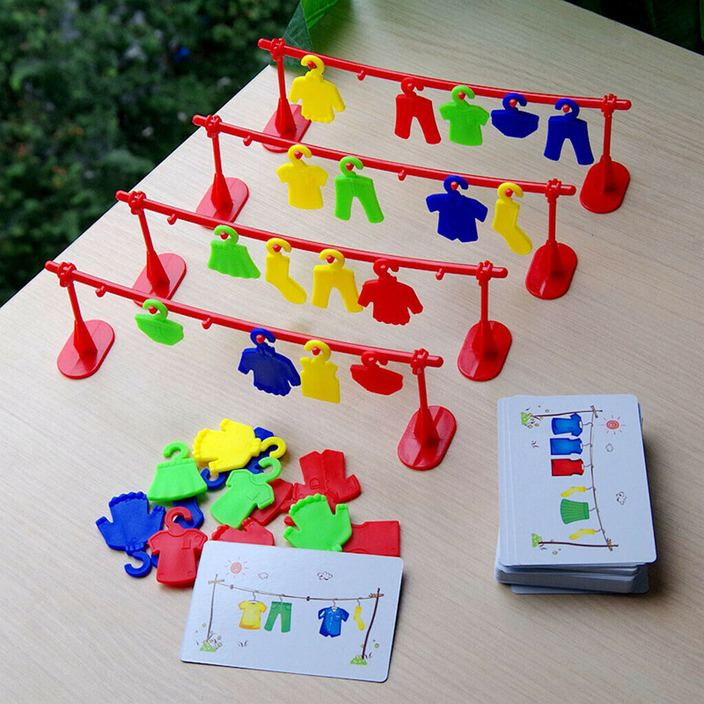 154 PCS Kids Fast Speed Hanging Drying Clothes Game Logical Thinking Toys
