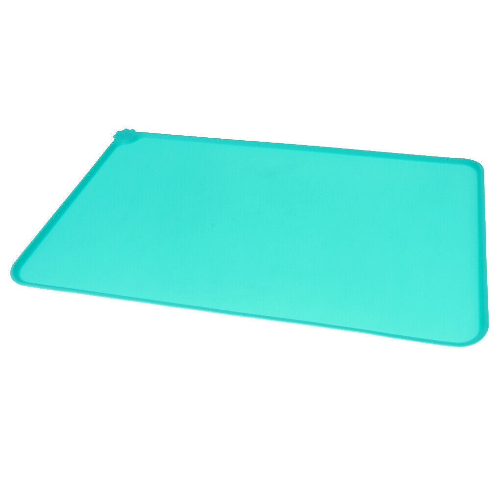 Pet Dog Feeding Mat Rectangle Silicone Dish Bowl Food Water Placemat  Green