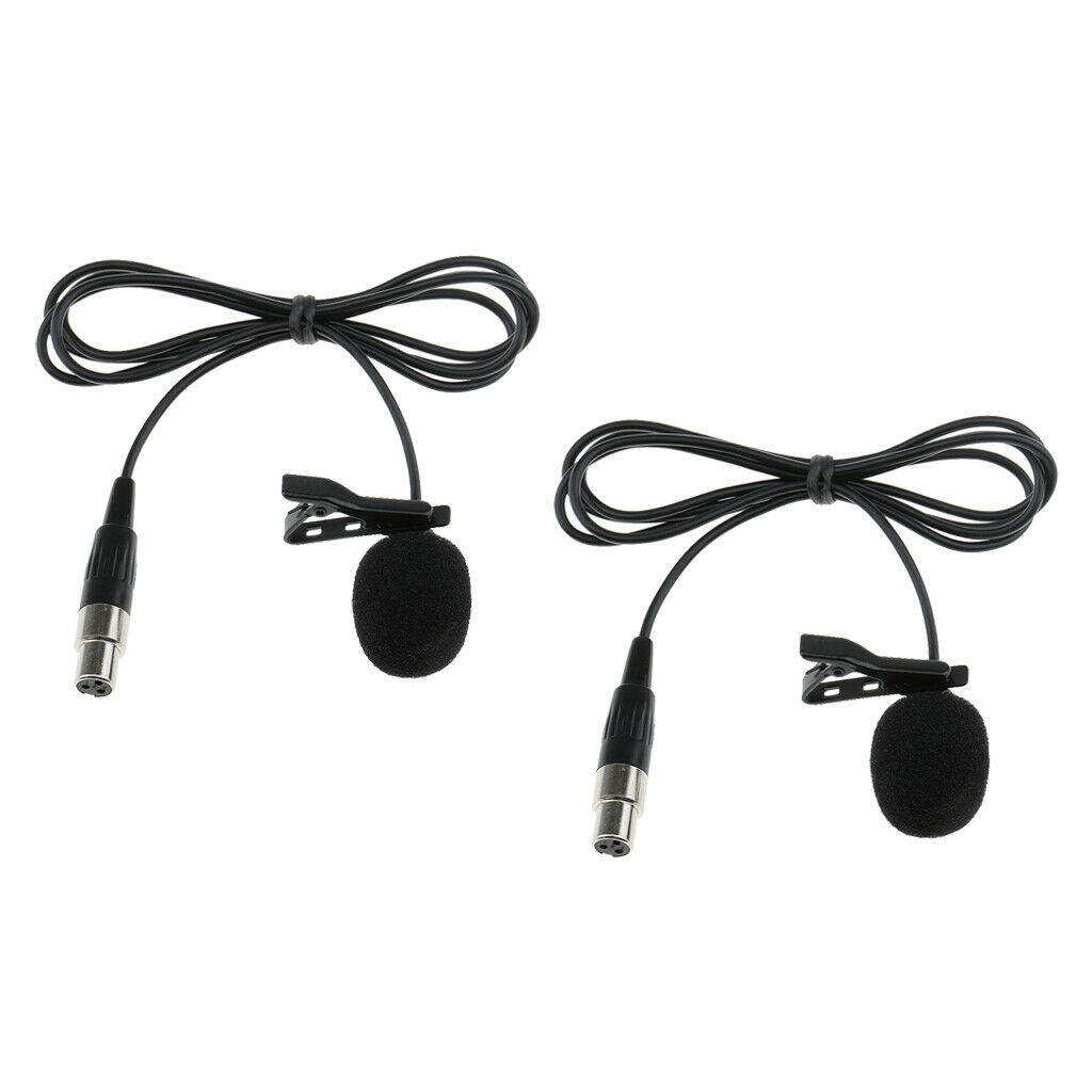 2 Pieces Wired Lavalier Lapel Microphone for Camcorder 3 Pin 1M Tie Clip-on