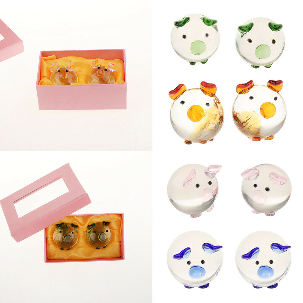 Crystal Couple Pig Glass Kiss Pig Lovely Lucky Pig Craft Gifts Pink