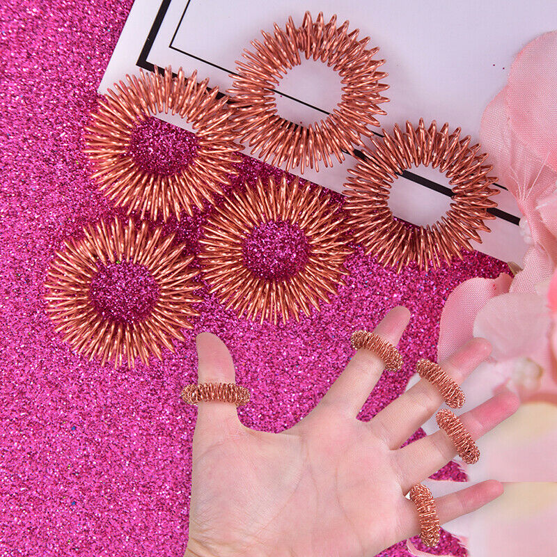 5pcs Copper Color Finger Massage Ring Acupuncture Ring Body Relax Hand Ma.l8