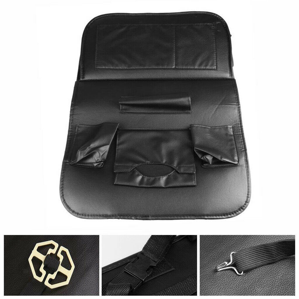 Car Backseat Organizer with Foldable Table Tray Multi Pocket Tissue Box