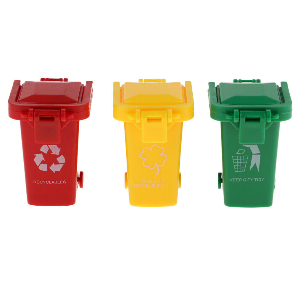 3x Kids Toys Push Vehicles Garbage Cans Mini Truck Trash Cans