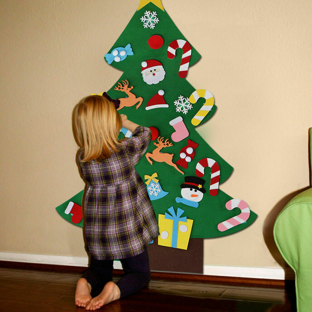 Christmas Tree Felt Set with Ornaments Elk Candy DIY Kids Xmas Gift Home Decor