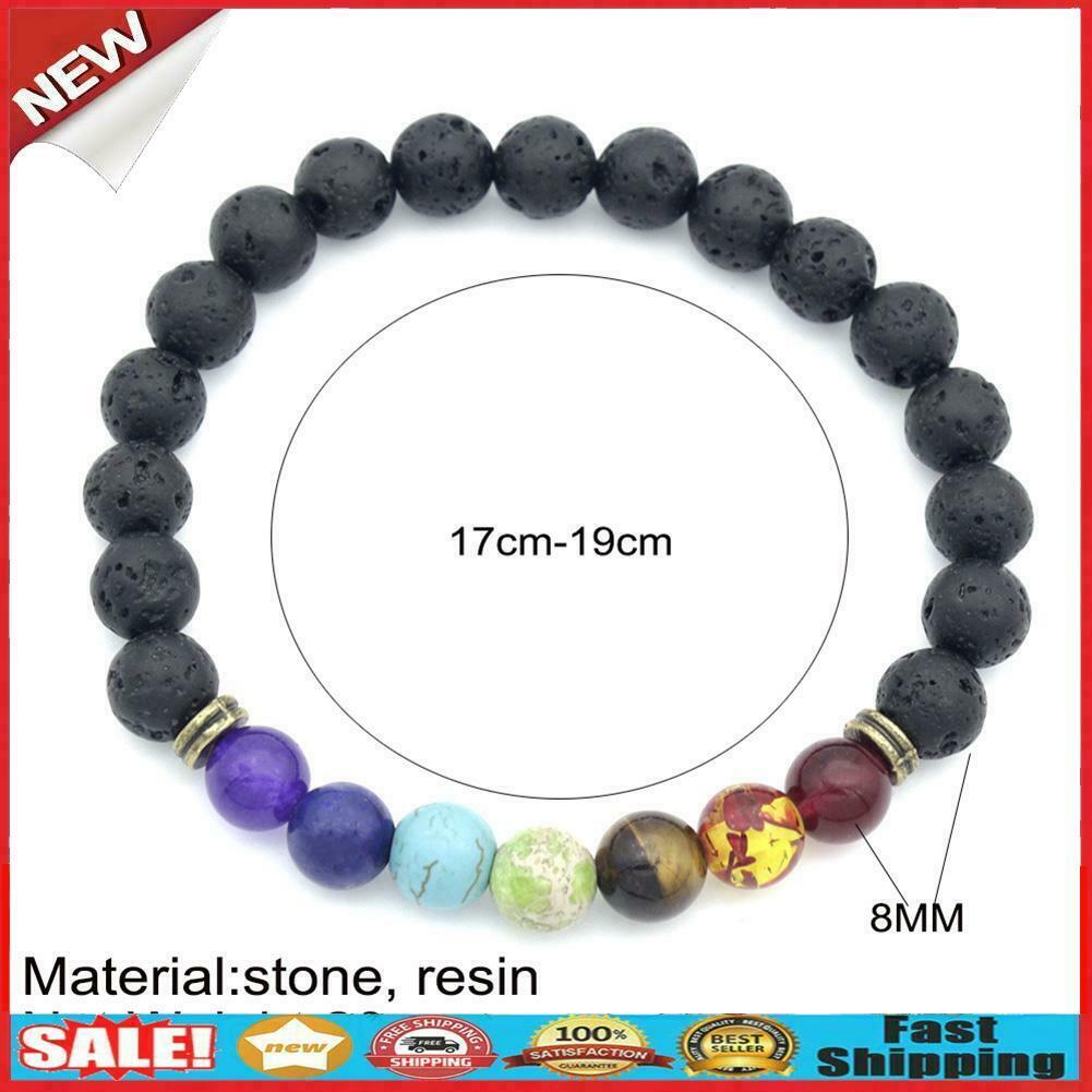 Lava Rock 8mm Beads Elastic Yoga Bracelet for Men/Women Jewelry Decor Gifts @