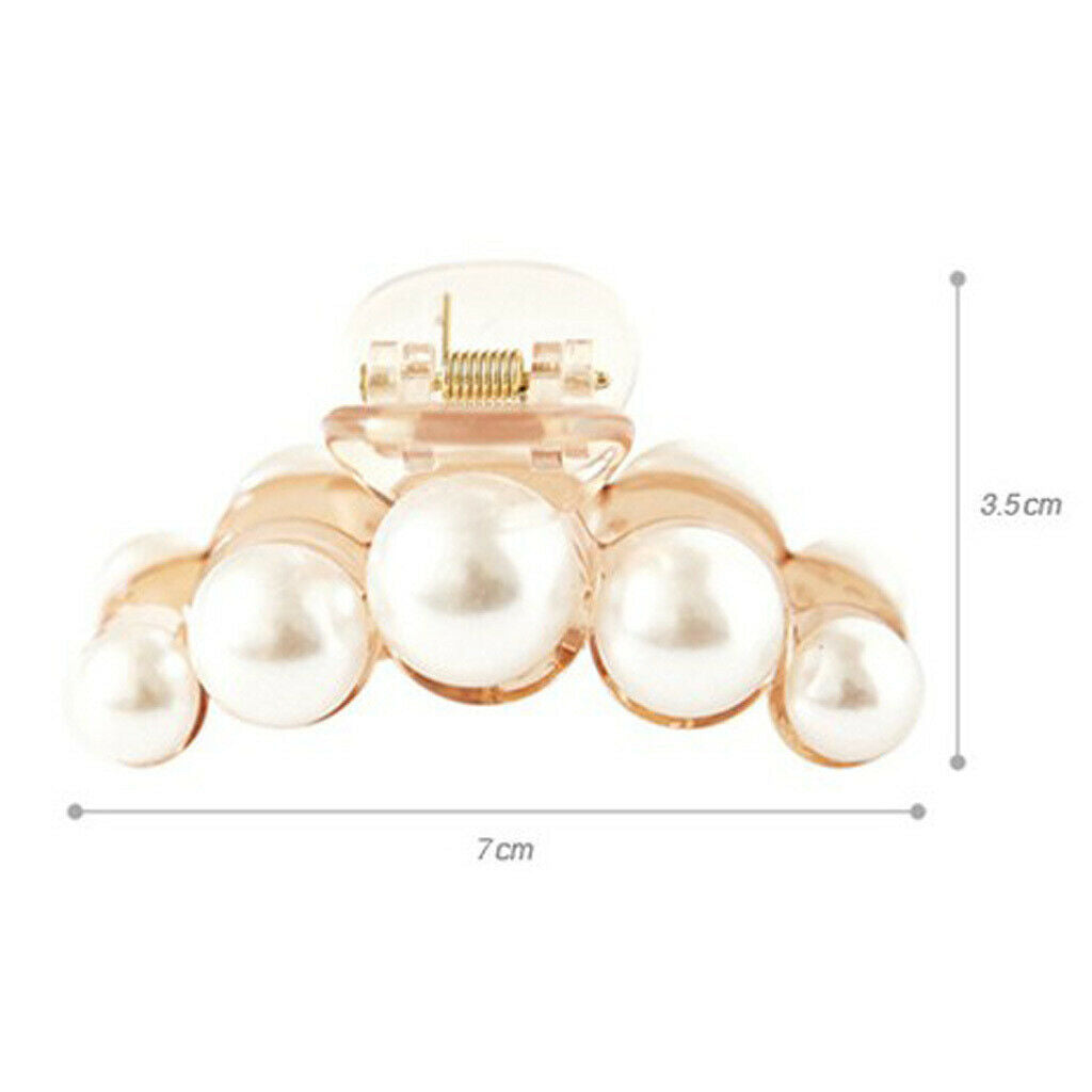 2Pcs Women Non-Slip Hair Clips Large Pearls Hair Claws for Thick Hair