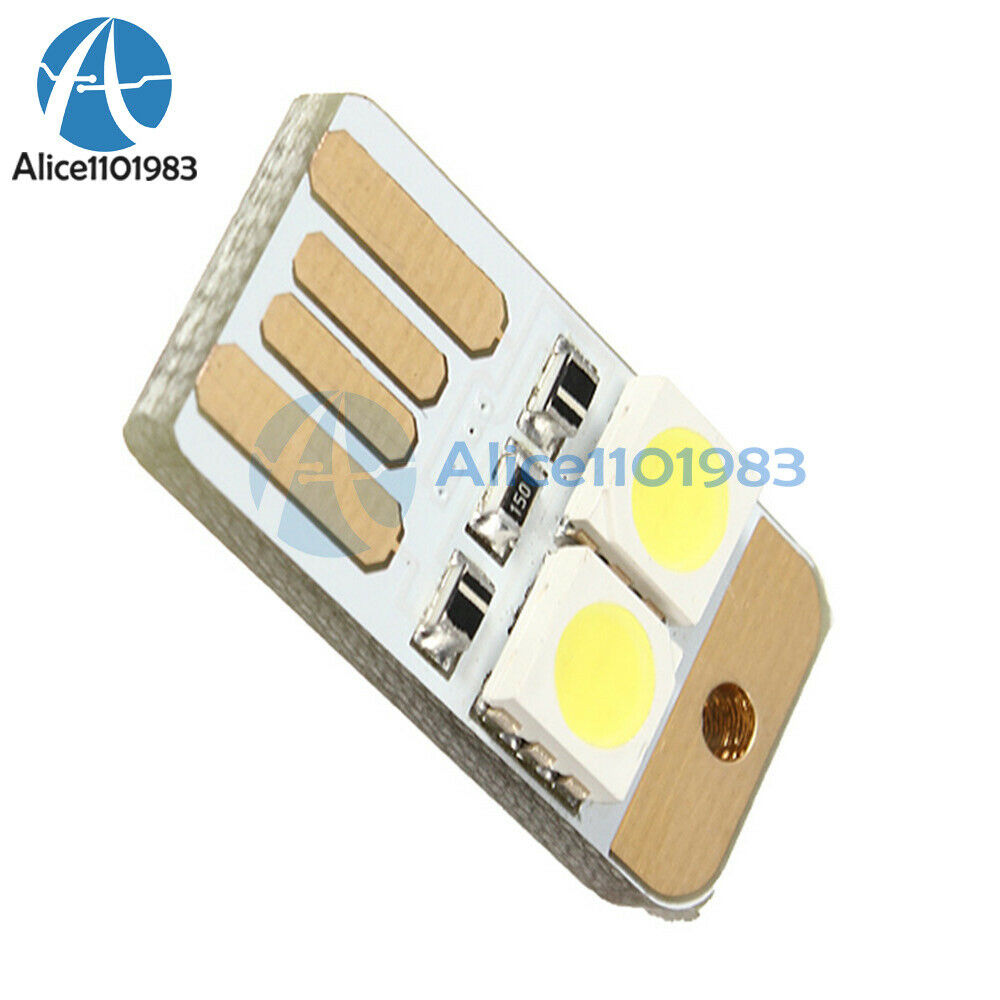 10Pcs Double Sided Pluggable USB LED Night Light Power Supply Lamp White
