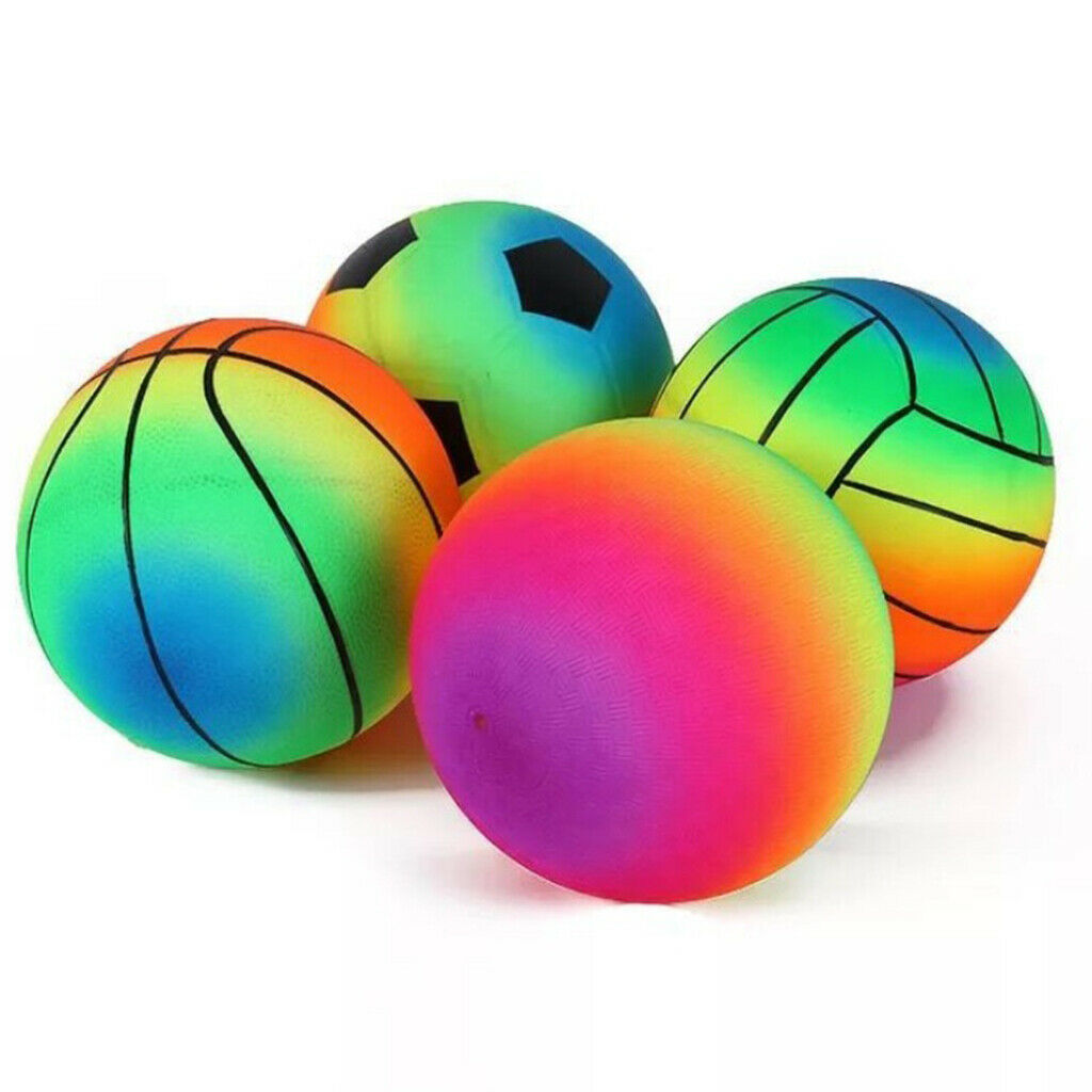 9inch Kids PVC Soccer Inflatable Rainbow Outdoor Indoor Playing Ball for Child -