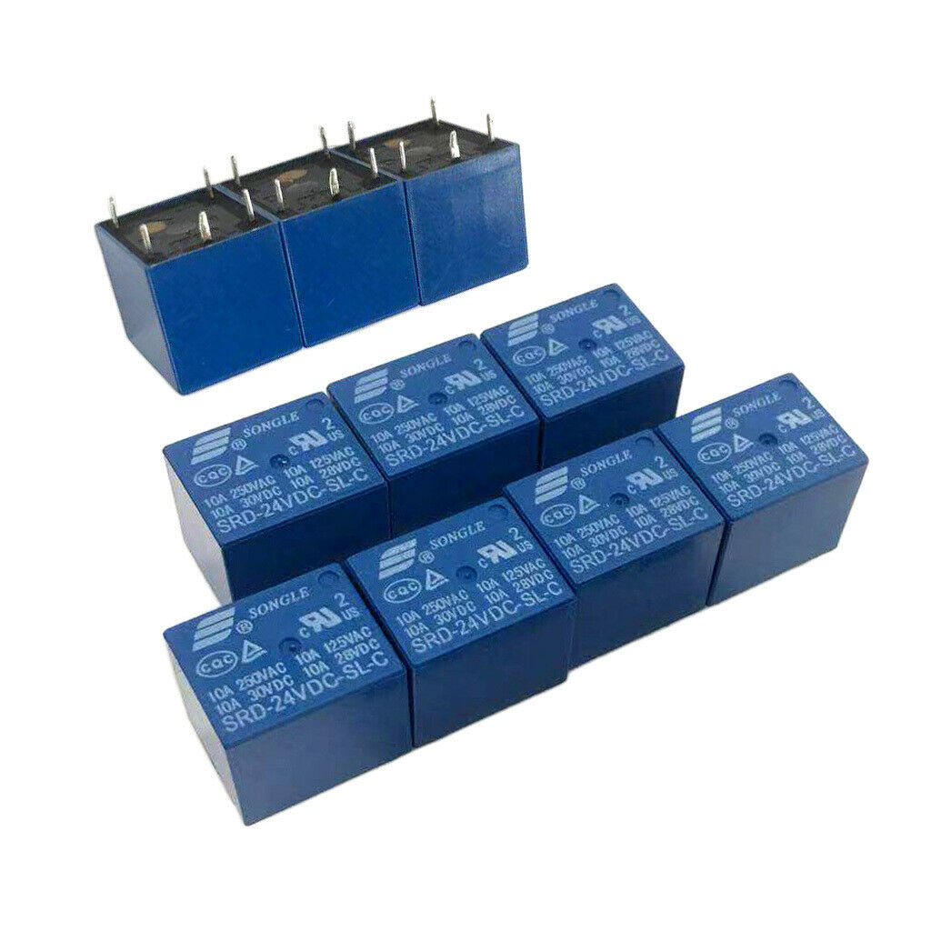 10pc Mini Power Relay SRD 24V SPDT Communication Automatic Control Blue New
