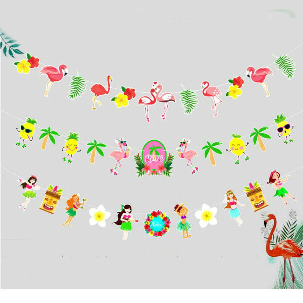 Pineapple Coconut Trees Paper Bunting Banner Garlands for Kids Baby Shower
