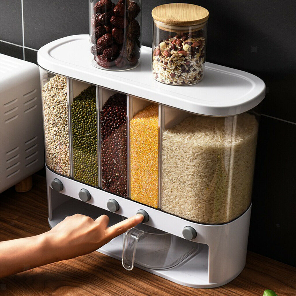 12L Automatic Rice Dispenser,Plastic Food Stroge Container w/ Lid,Moisture Proof