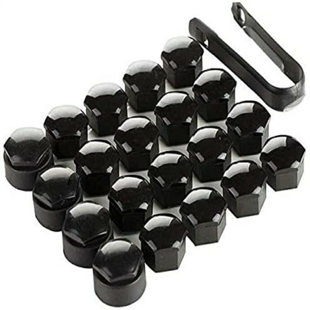 Black Lug Nut Covers Auto Car Wheel Rim Tire Bolt Center Caps 20pcs 19mm