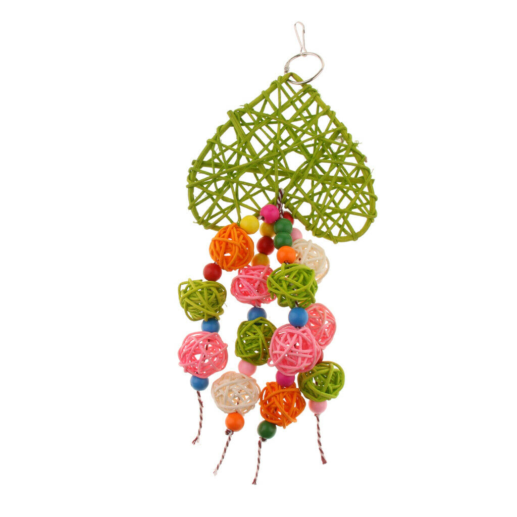 Natural Colorful Rattan Ball String Bird Chewing Knots Toys For Small Medium