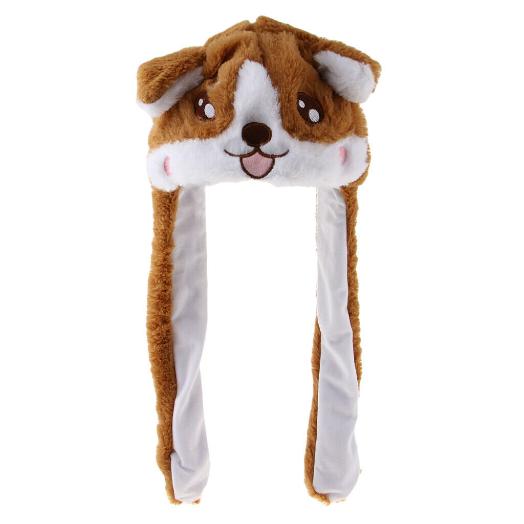 Lovely Plush Corgi Pinching Dog Ear Hat Can Move Birthday Holiday   Fancy