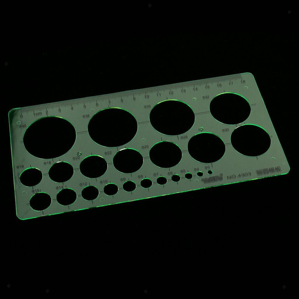 Plastic Circles Template Drawing Ruler Stencil Students Exam Measuring Tools