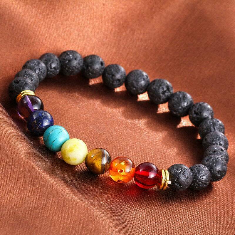 7 Chakra Crystal Stones Bracelet Healing Beads Womens & Mens Mala Reiki Anxiety