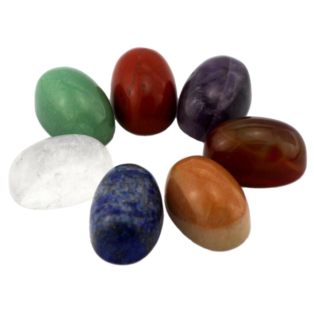 7pcs Reiki Natural Crystal Circle Stone Set Ellipsoid Oval Polished Crystal