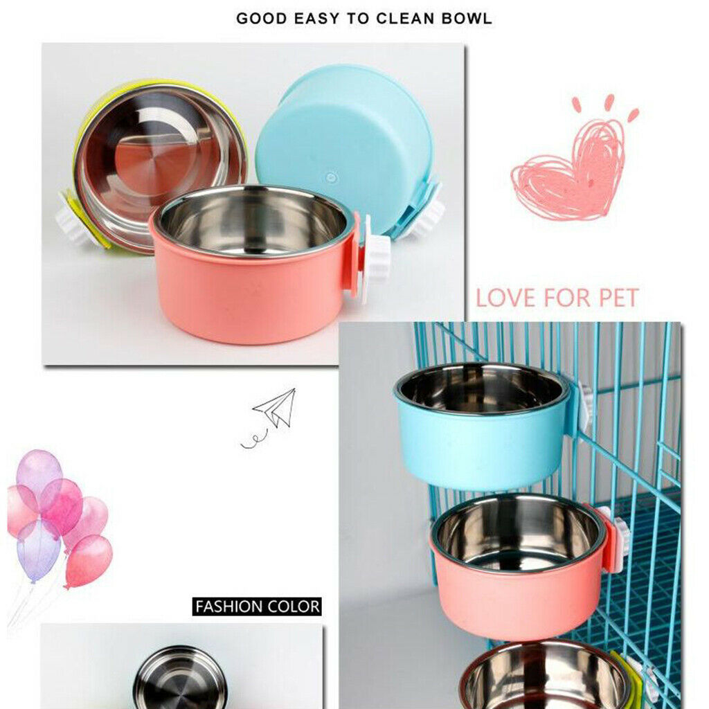 Pet Raised Food Water Bowl Hanging Pet Bowl for Cats Dogs Small Blue