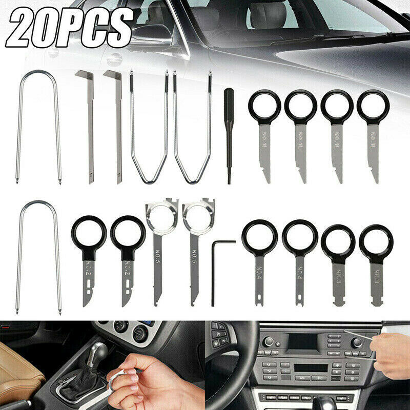 20pc Professional Car Radio Removal Key Tool Kit Audio Tools Keys Stereo CD RC