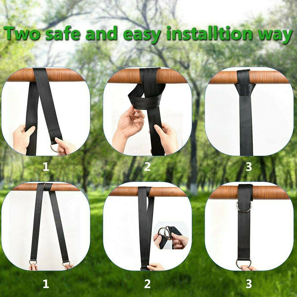 120kg Load Capacity Swing Hammock Tree Hanging Kit with Straps Carabiner @