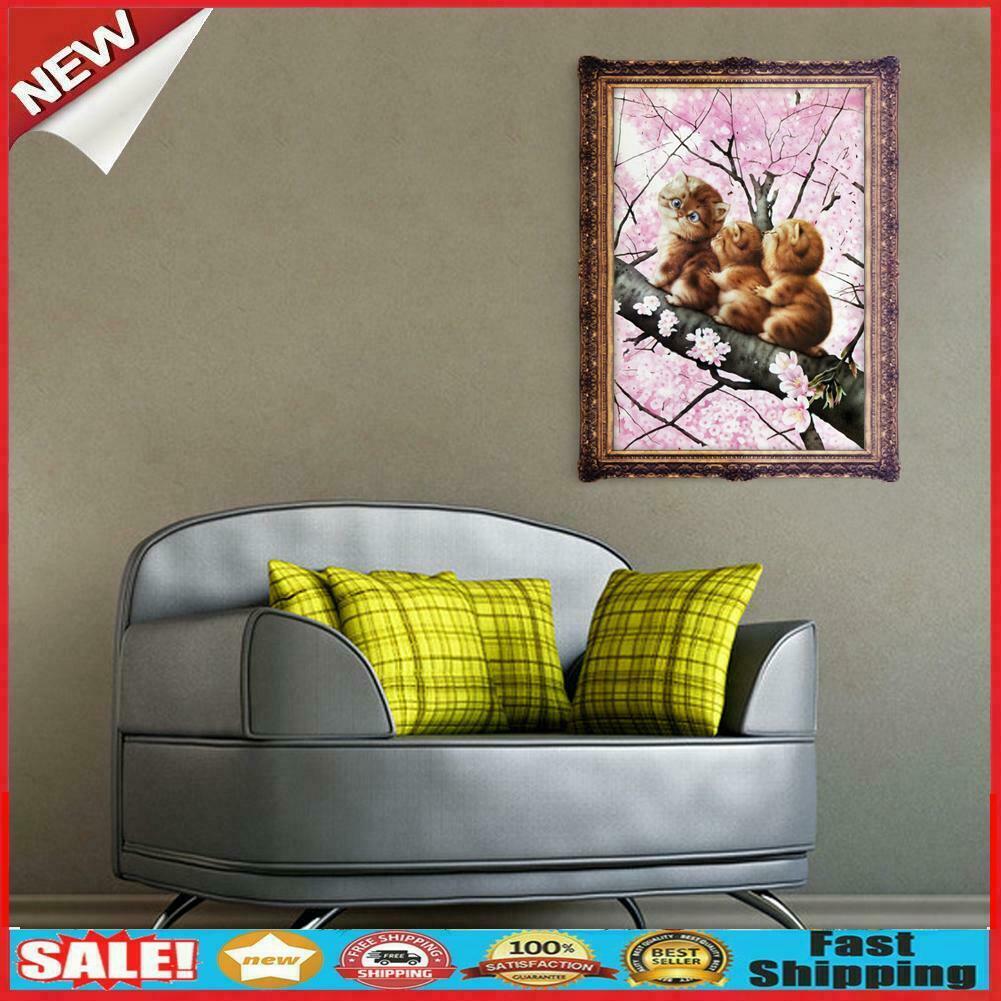 5D DIY Diamond Painting Three Cats Cross Stitch Embroidery Rhinestones Kits @