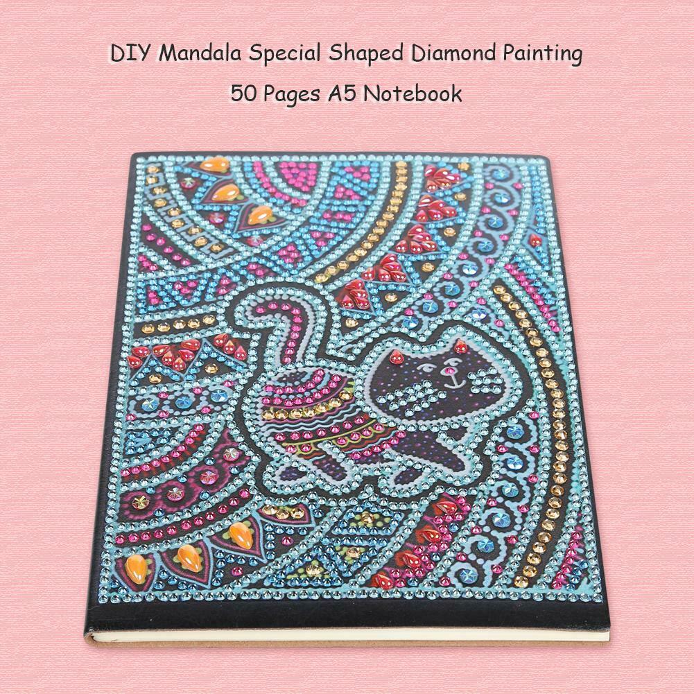 DIY Cat Special Shaped Diamond Painting 50 Pages A5 Notebook Sketchbook @