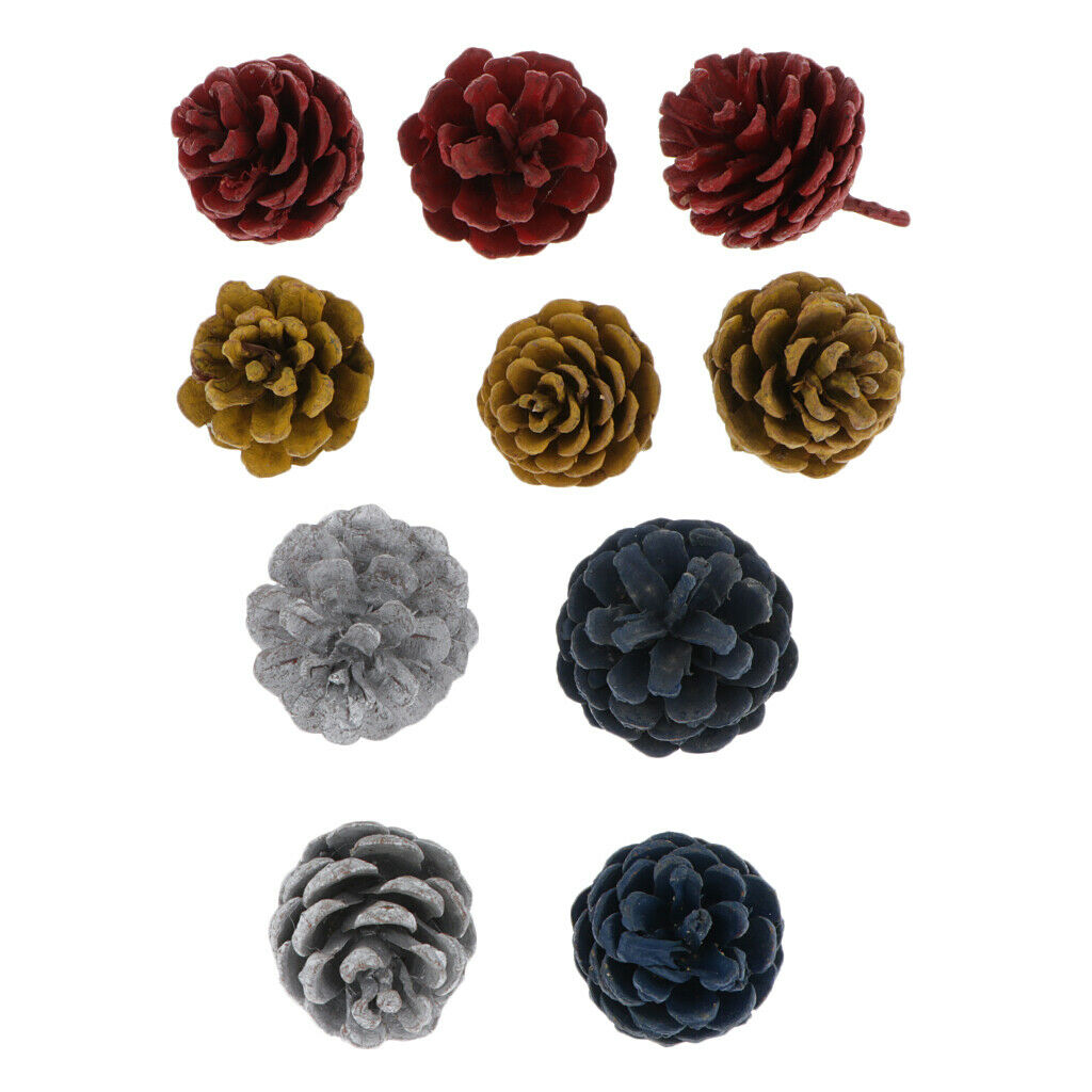10pcs colorful real pine cone baubles decorations kids DIY festival hanging