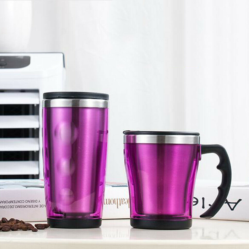 400ml Stainless Steel Car Thermal Vacuum Insulated Mug Coffee Tea Cup Purple