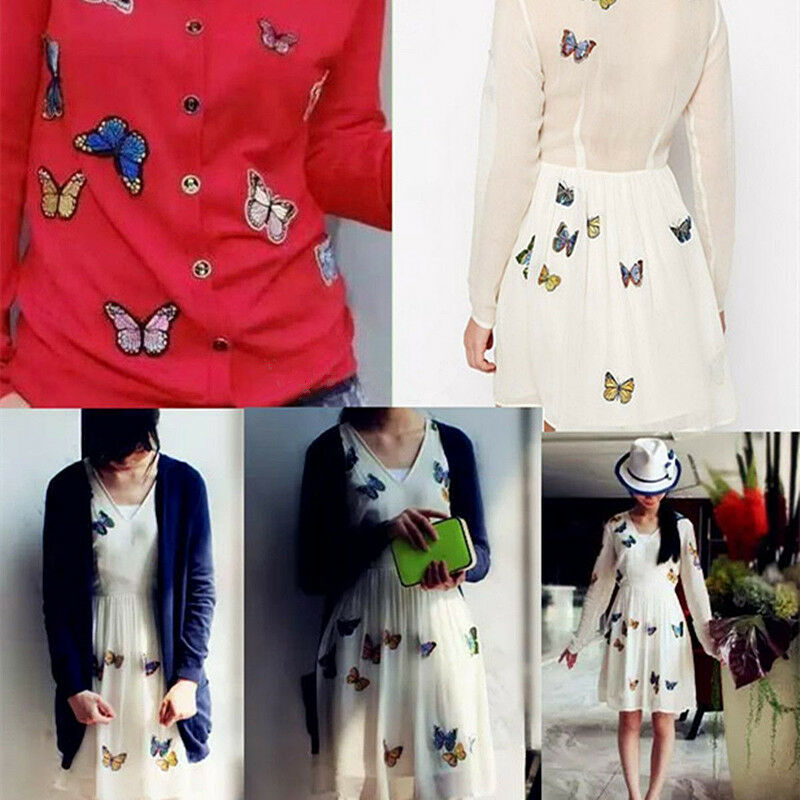 10pcs DIY Embroidery Butterfly Sew On Patch Badge Embroidered Fabric Applique ~