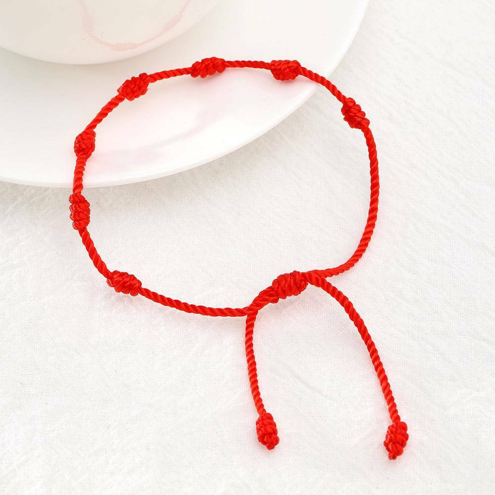 Lucky Red String Bracelet Kabbalah Amulet 7 Knots Protection Rope Women Men Gift