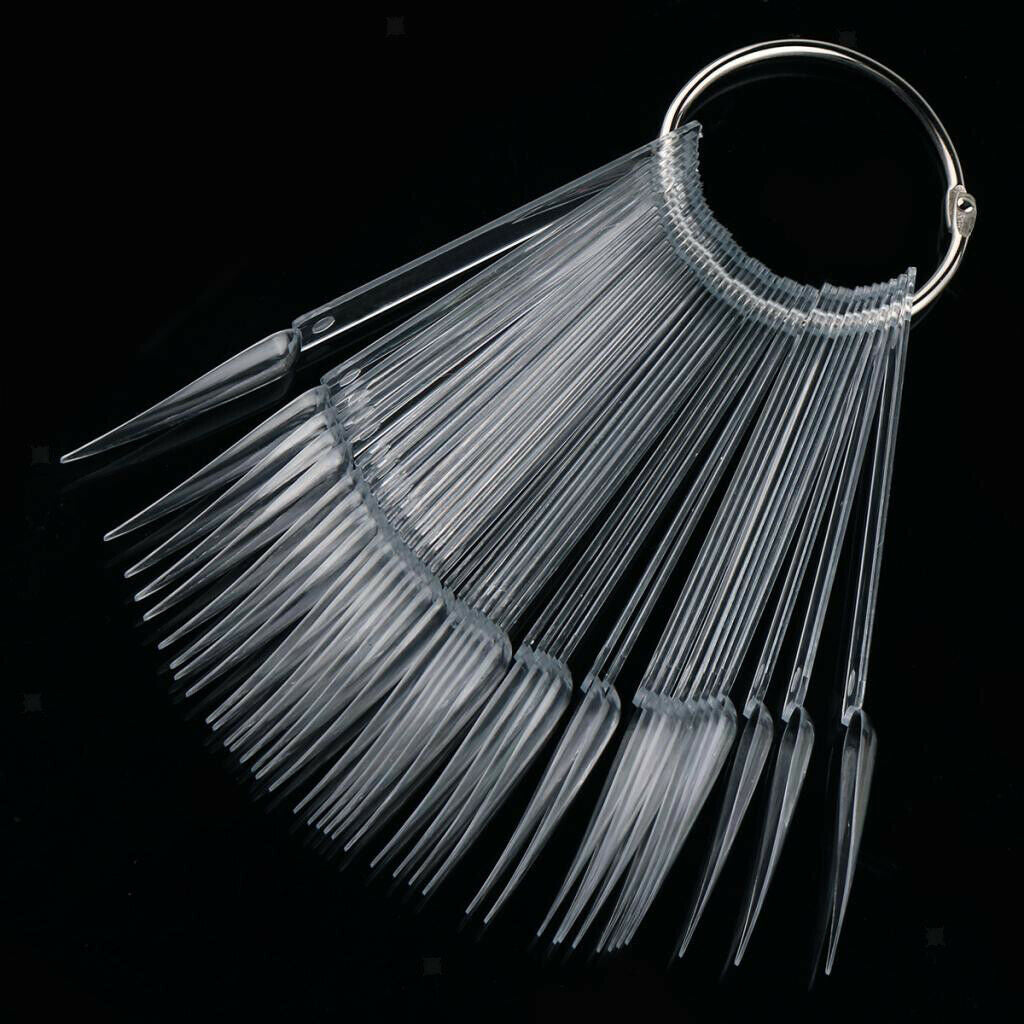 80X Nail Swatches Sticks Fan Nail Art Tips Nail Polish Display Board Clear