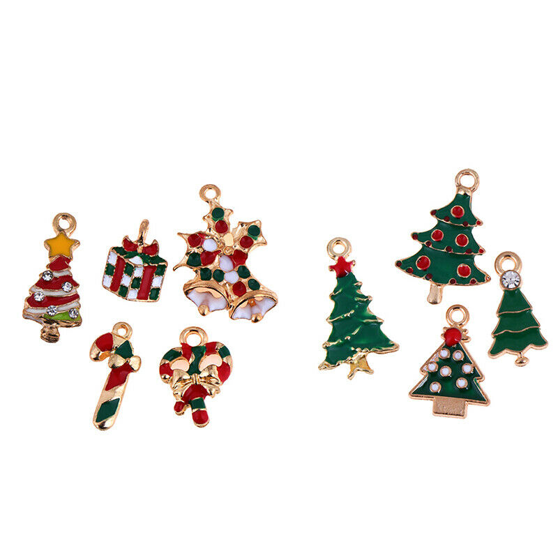 25pc Mixed Metal Enamel Charms Christmas Pendants Beads for Bracelet Earrings Lt