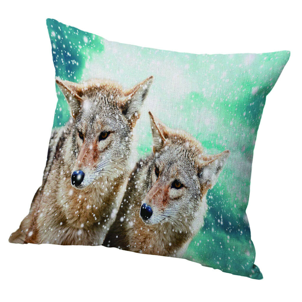 Velvet Animal Printed Throw Pillow Cover Cushion Sham Pillowcase 50cm Wolf