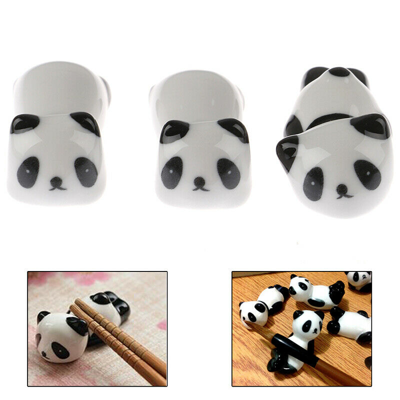 3x Cute Mini Panda Porcelain Ceramic Chopstick Rest Rack Holder Stand Tra.l8